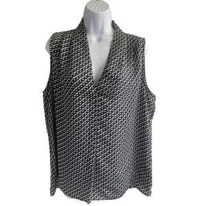Laundry by Shelli Segal Sleeveless Blouse Geometric Print Career Top L